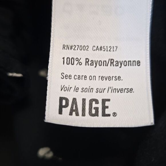 PAIGE Abelie Surplice Wrap Top XS Long Sleeve Black White Floral Rayon Ruffled - Picture 14 of 16